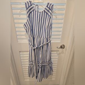 J. Crew Blue and White Sleeveless Sundress